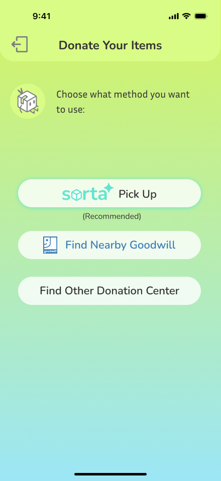 Plan / pickup screen